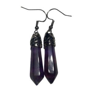 Natural Amethyst Quartz Dangle Earrings
